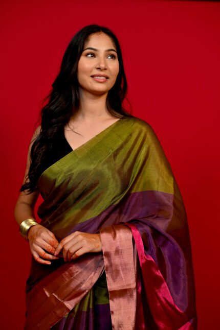 Multicolor Tissue Silk Chanderi Saree | ChanderiThread